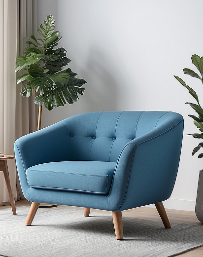 Tufted Blue Accent Chair