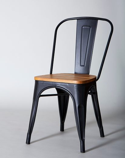 Metal Chair with Wooden Seat
