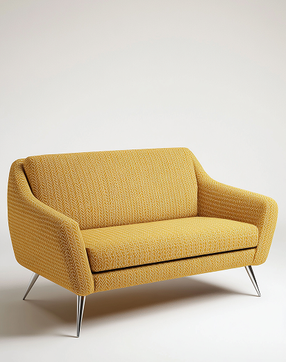 Mustard Herringbone Loveseat